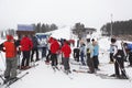 Ski resorts Sorochany with waiting queue people