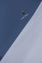 Ski rider jumping on mountains. Extreme ski freeride sport. Royalty Free Stock Photo