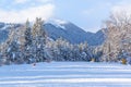 Ski road and winter mountains, Bansko, Bulgaria Royalty Free Stock Photo