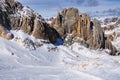 Ski run down the Marmolada in Italy Royalty Free Stock Photo