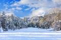 Ski run and Pirin mountains, Bansko, Bulgaria Royalty Free Stock Photo