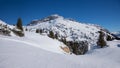 Ski run at rofan skiing area, sunny winter landscape with mountain view Royalty Free Stock Photo