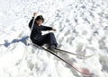 ski school child falls Royalty Free Stock Photo
