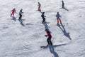 Ski school group training to turn Austria