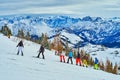 Ski school training, Feuerkogel Mountain, Ebensee, Salzkammergut, Austria