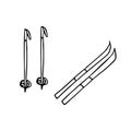 Ski set hand drawn in scandinavian style. skis, sticks Royalty Free Stock Photo