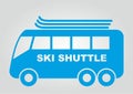 Ski shuttle bus, web symbol, blue color, eps. Royalty Free Stock Photo