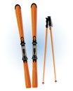 Ski and ski sticks vector Royalty Free Stock Photo