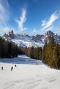 Ski slope called Cigolade in Vigo di Fassa Royalty Free Stock Photo