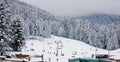 Ski slope and chair ski lift in Borovets, Bulgaria Royalty Free Stock Photo