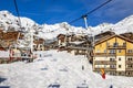 Ski slope and chairlift in the middle of the village, in Val Thorens Royalty Free Stock Photo