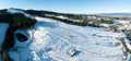 Ski slope and chairlifts in Bialka ski resort in Poland Royalty Free Stock Photo