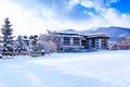 Houses and mountains panorama in Bansko, Bulgaria Royalty Free Stock Photo