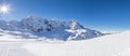 Ski-slope in the italian alps (Sulden/Solda) with Ortler in background Royalty Free Stock Photo