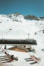 Ski slope and lift on a sunny day in Val Thorens, France Royalty Free Stock Photo