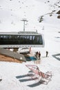 Ski slope and lift on a sunny day in Val Thorens, France Royalty Free Stock Photo