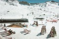 Ski slope and lift on a sunny day in Val Thorens, France