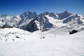 Ski slope on the slope of Mount Elbrus below the Mir station