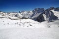 Ski slope on the slope of Mount Elbrus Royalty Free Stock Photo