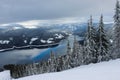 Ski slope and Vidra mountain lake Royalty Free Stock Photo