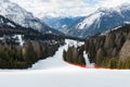 Ski slope mountain skiing valley snow Italy Royalty Free Stock Photo