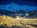 Ski slope in the night in Corvatsch