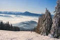 Ski slope on ski resort on Kubinska Hola ski restort during winter