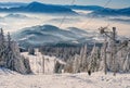 Ski slope with ski lift on ski resort on Kubinska Hola during winter