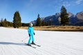 The ski slope and skier at Passo Groste ski area