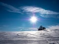 Ski slope on a sunny winter day in the Ore Mountains  Saxony  Germany Royalty Free Stock Photo