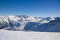 Ski slope in winter mountains Royalty Free Stock Photo