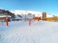 Ski slope and winter resort, French Alps Royalty Free Stock Photo