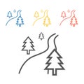 Ski slope winter sports line icon, Vector signs for web graphics