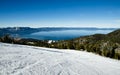 Ski slopes on alpine resort at Lake Tahoe Royalty Free Stock Photo