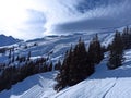 Ski slopes in Alps in Austria Royalty Free Stock Photo