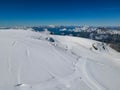 Ski slopes on mount small Matterhorn over Zermatt in the Swiss alps Royalty Free Stock Photo