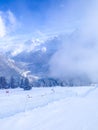 Ski slopes in the mountains of Les Houches winter Royalty Free Stock Photo