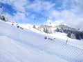 Ski slopes in the mountains of Les Houches winter resort, French Alps Royalty Free Stock Photo