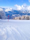 Ski slopes in the mountains of Les Houches winter resort, French Alps Royalty Free Stock Photo