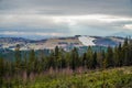 Ski slopes during a snowless winter in the mountains. Royalty Free Stock Photo