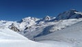 Ski slopes and snow-capped mountains in Zermatt, in canton of Wallis, Switzerland Royalty Free Stock Photo