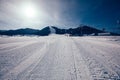 Ski slops on mountains ski resort Royalty Free Stock Photo