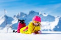 Ski and snow fun. Kids skiing. Child winter sport. Royalty Free Stock Photo