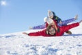 Ski, snow sun and fun - happy family on ski holiday Royalty Free Stock Photo