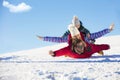 Ski, snow sun and fun - happy family on ski holiday Royalty Free Stock Photo