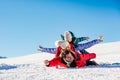 Ski, snow sun and fun - happy family on ski holiday Royalty Free Stock Photo