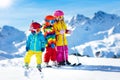 Ski and snow winter fun for kids. Children skiing. Royalty Free Stock Photo