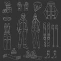 Ski and snowboard icons set Royalty Free Stock Photo