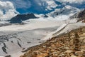 Ski and snowboard pistes at Fee glacier in summer, Switzerland Royalty Free Stock Photo