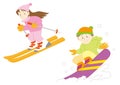 Ski and snowboard set - Winter sports scene Royalty Free Stock Photo